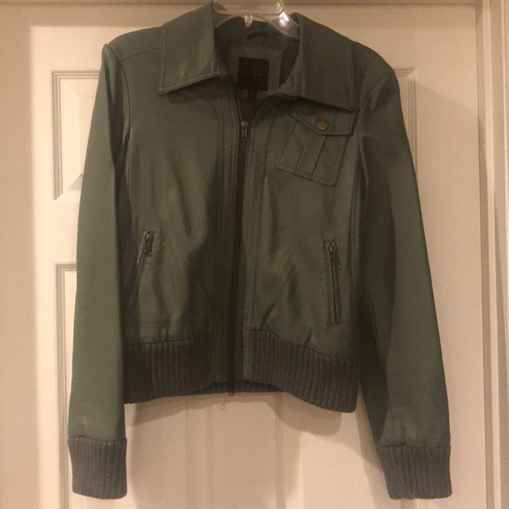 Leather bomber jacket